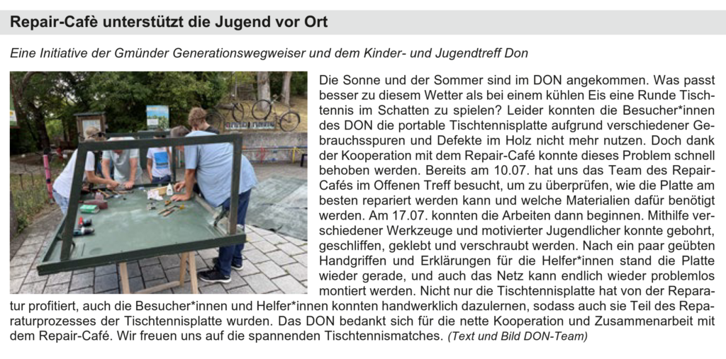 Repair-Cafe' unterstützt die Jugend vor Ort - gmünder rundschau 2026_09